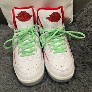 Jordan Athletic Shoes White with Red and Green